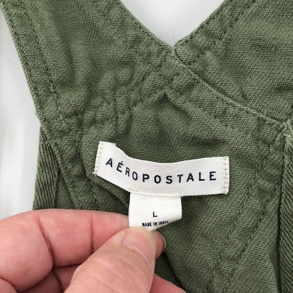 Aeropostale Solid Twill Skirtall Size L Bob Overall Carpenter Style Skirt Jumper - Picture 4 of 16